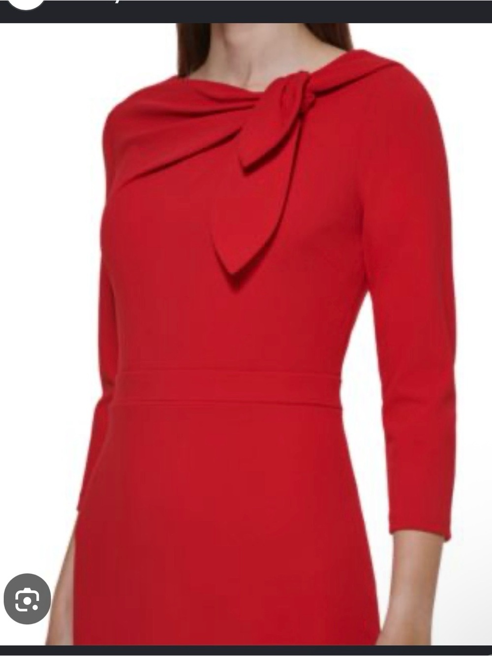 Calvin Klein Red Bow-Detail Long Sleeve Dress